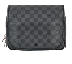Hanging Toiletry Pouch, Canvas, Damier Graphite, 2*
